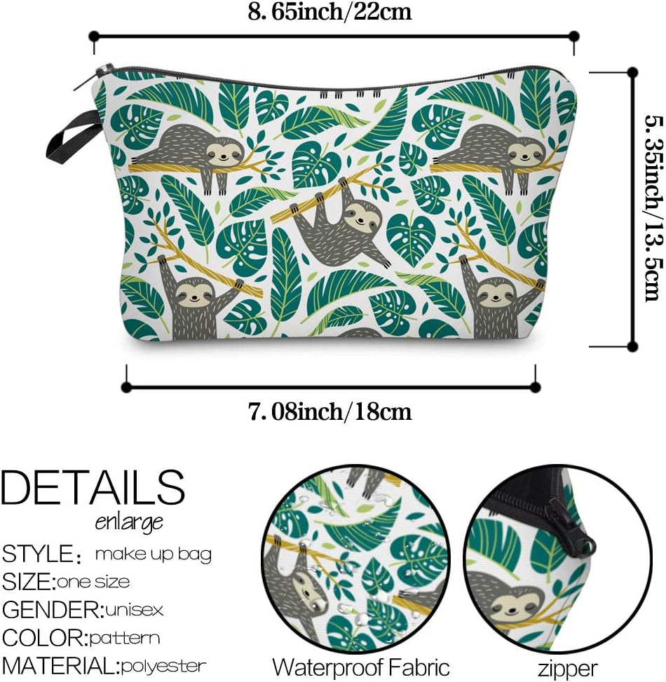 Cosmetic Bag for Women, Adorable Roomy Makeup Bags Travel Water Resistant Toiletry Bag Accessories Organizer Sloth (Sloth 51476)