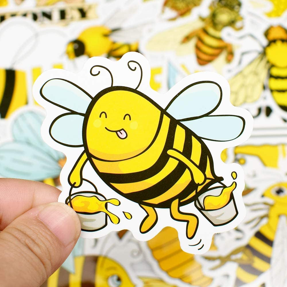 Stickers for Kids Bee Stickers Laptop Stickers for Teens Girls Boys Honey Bee Stickers for Water Bottle Waterproof Stickers Cute Stickers 50Pcs