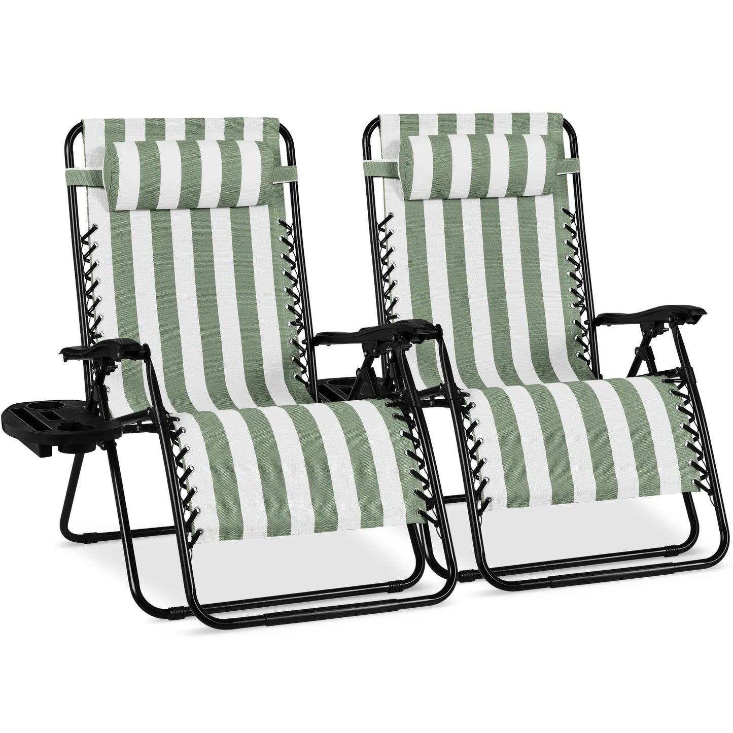 Best Choice Products Set of 2 Extra Wide Zero Gravity Lounge Chair Recliners W/ Cup Holder