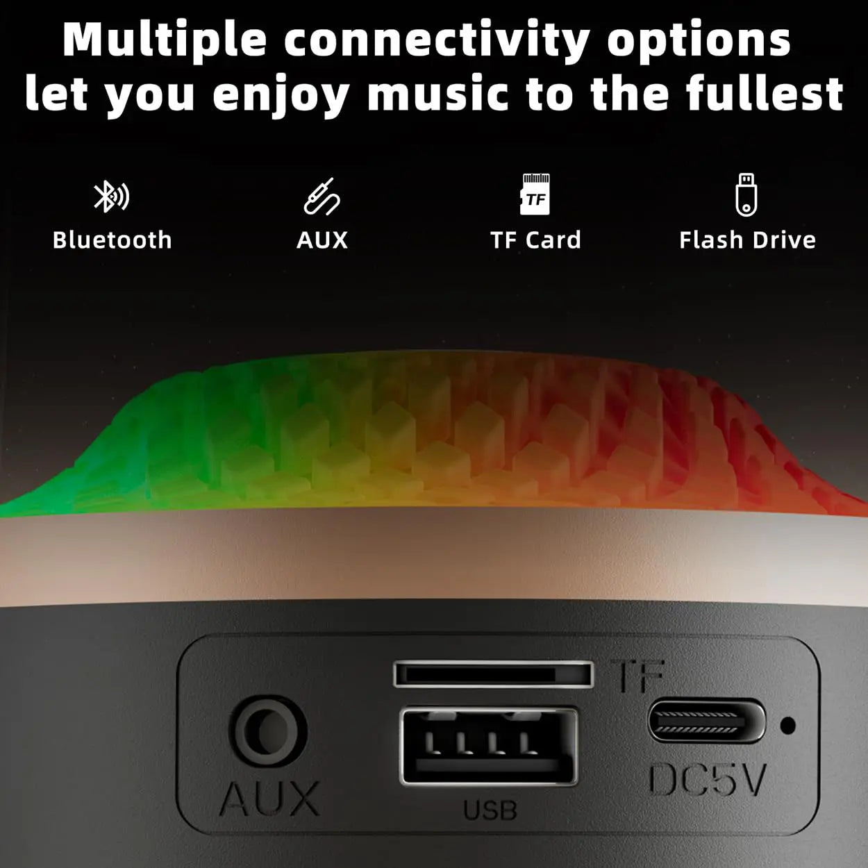 Audio Portable Bluetooth Speaker, Wireless Glaze Bluetooth Audio - Type C Charging, TWS Stereo Sound, 5 RGB Lighting Modes, Long Battery Life, Ideal Festival Gift