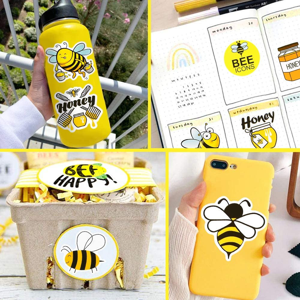 Stickers for Kids Bee Stickers Laptop Stickers for Teens Girls Boys Honey Bee Stickers for Water Bottle Waterproof Stickers Cute Stickers 50Pcs