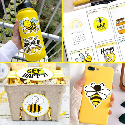 Stickers for Kids Bee Stickers Laptop Stickers for Teens Girls Boys Honey Bee Stickers for Water Bottle Waterproof Stickers Cute Stickers 50Pcs