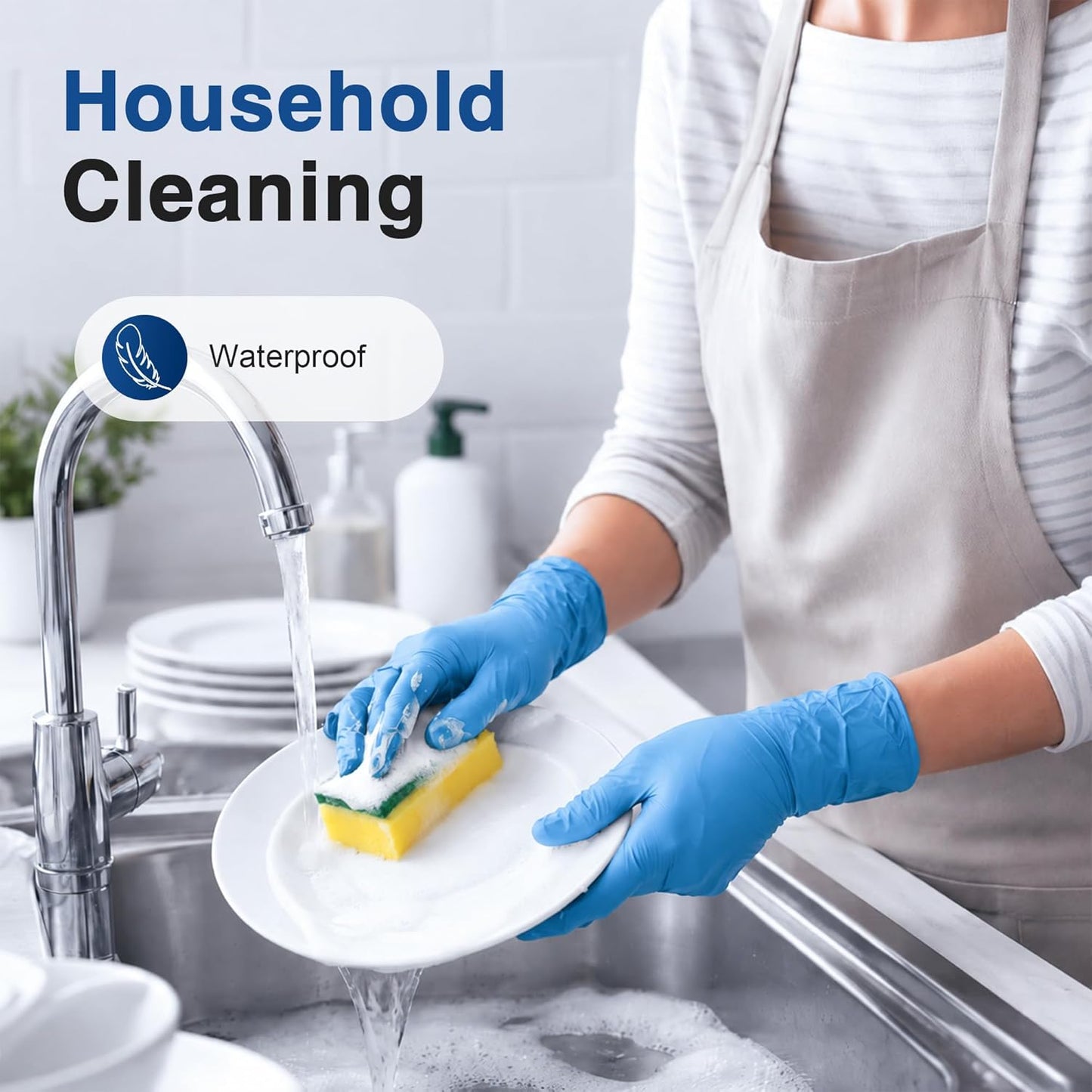 Vinyl Synthetic Exam Gloves, 4 Mil, Latex Free Disposable Gloves for Medical, Cooking, Cleaning, and Food Prep