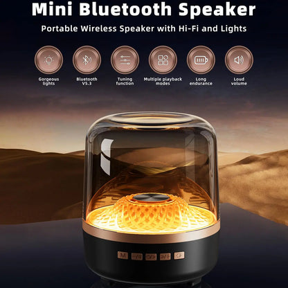Audio Portable Bluetooth Speaker, Wireless Glaze Bluetooth Audio - Type C Charging, TWS Stereo Sound, 5 RGB Lighting Modes, Long Battery Life, Ideal Festival Gift