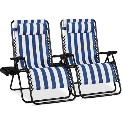 Best Choice Products Set of 2 Extra Wide Zero Gravity Lounge Chair Recliners W/ Cup Holder