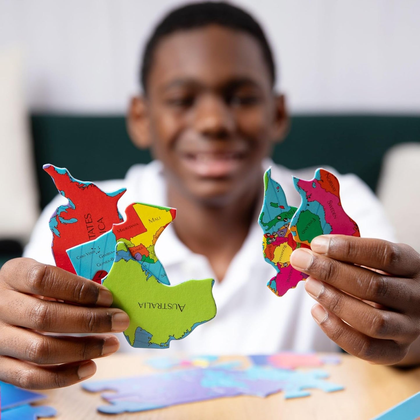 Geopuzzle, World Jigsaw Puzzles, 68 Pc Geography Game & Map Puzzle, Educational Games & Kids Learning Activities, Puzzle Gifts for Children Ages 6-9, Fun Learning Toys for Kids
