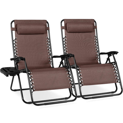 Best Choice Products Set of 2 Extra Wide Zero Gravity Lounge Chair Recliners W/ Cup Holder