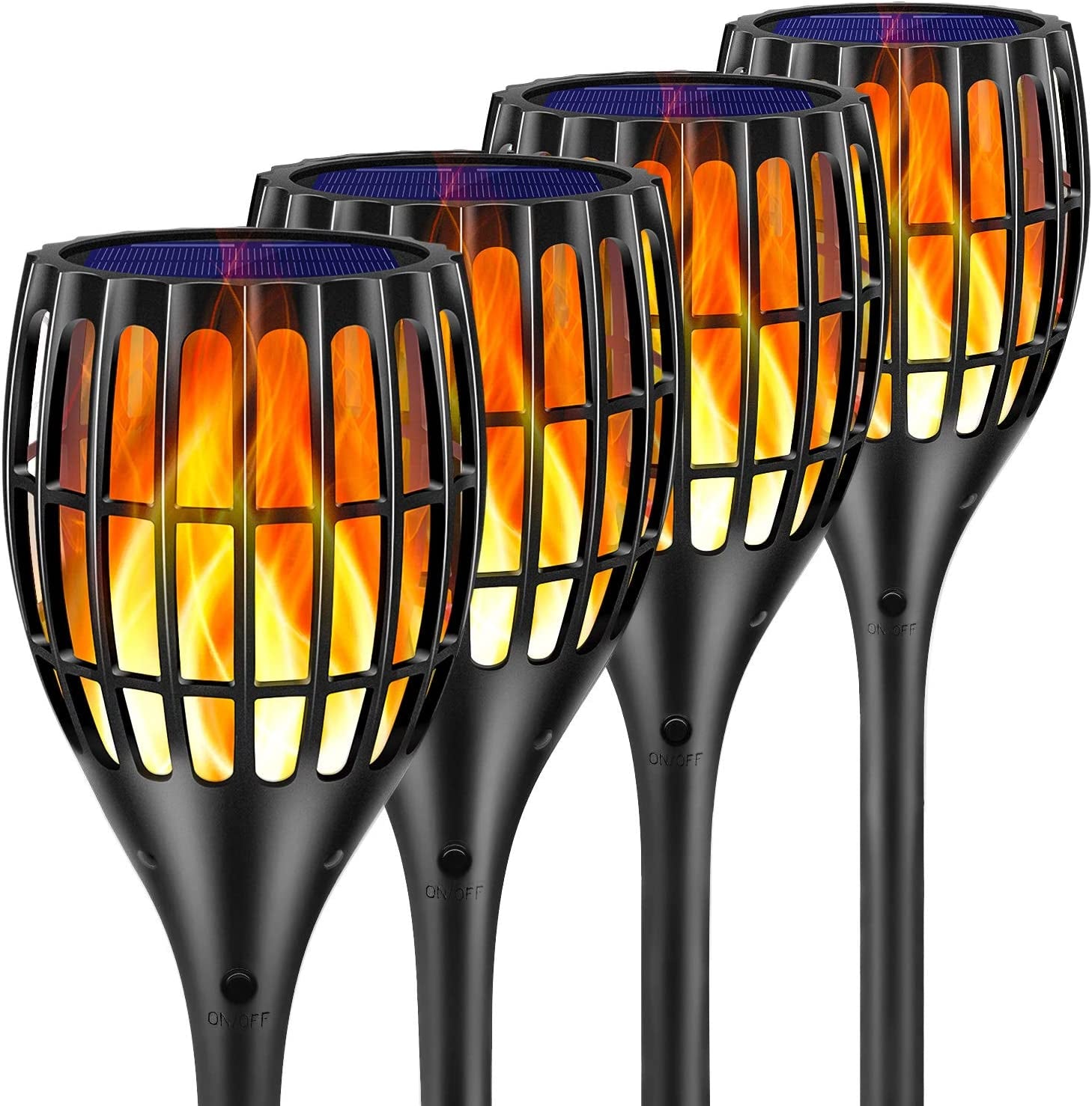 Solar Lights Outdoor, 43" Flickering Flames Torch Light Solar Garden Lights Waterproof Landscape Lighting Dusk to Dawn Auto On/Off Security Torch Light for Yard Patio Driveway, 4Pack