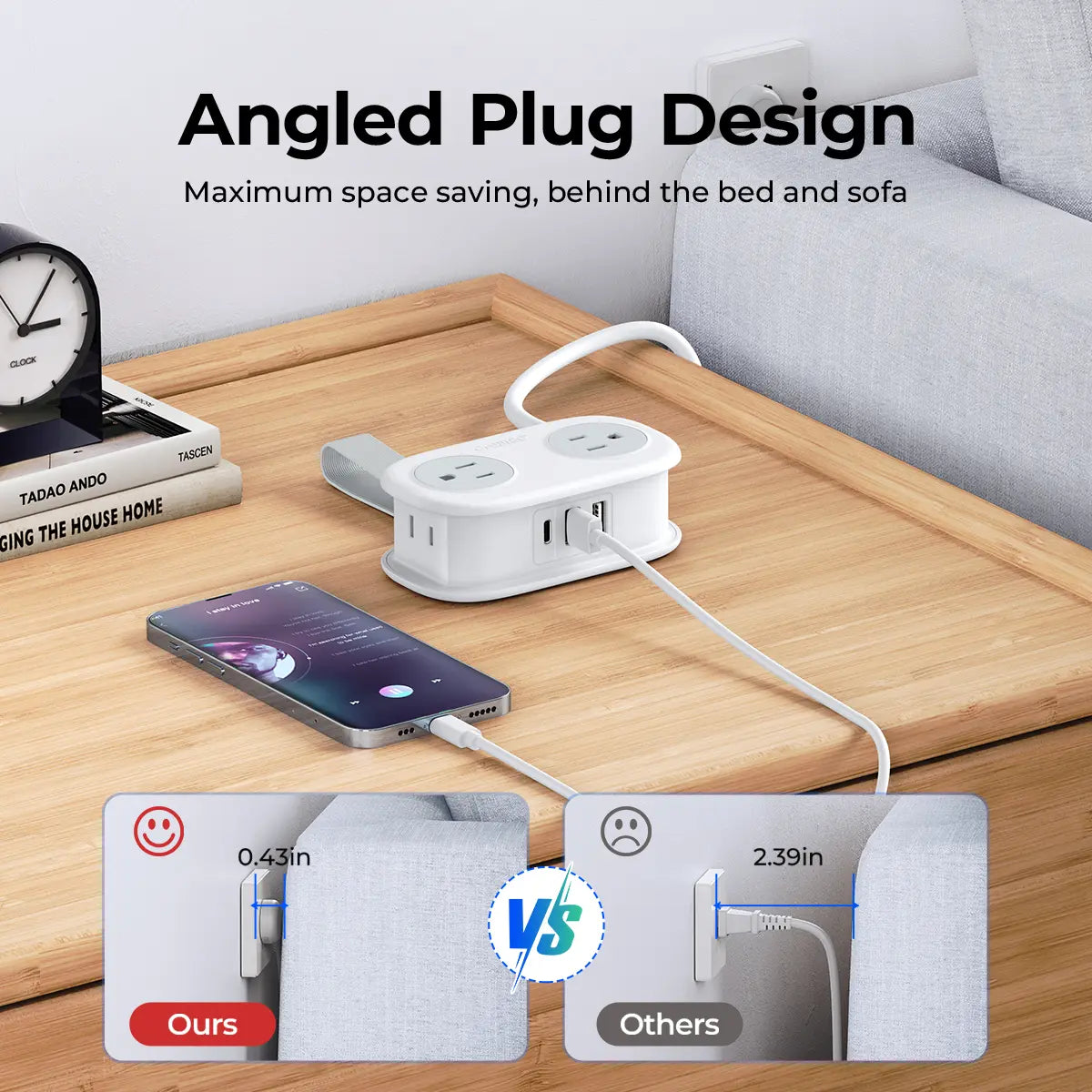 ORICO Multi-Power Travel Power Strip, 15W/20W/65W/100W Output, 2-4 AC Outlets & 3-4 USB Ports with 4FT Short Cord, Compact Cruise-Approved Charging Station for Travel, Hotel & Dorm
