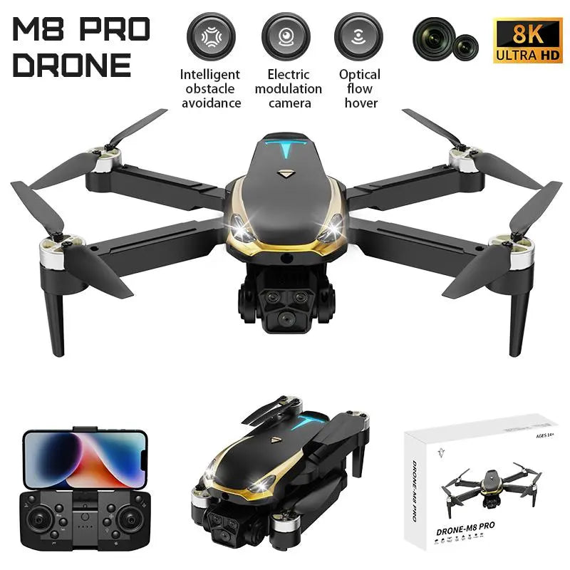 Aerial Drone M8 Pro 2026 - Optical Flow Hover, 5G Wifi FPV, 4K UHD EIS Camera & Intelligent Flight Modes
