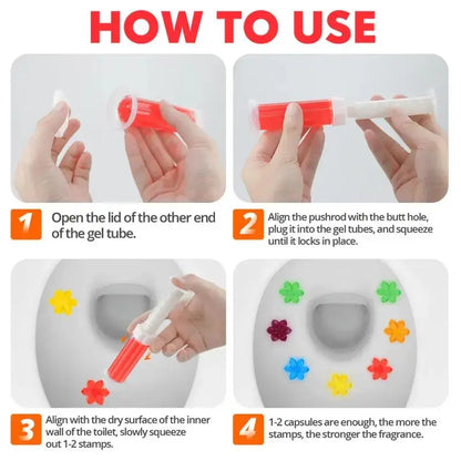 42 Flowers! 3-Tubes Toilet Gel Stamp Box Deodorizing Bathroom Freshener with Flower Scent - Keeps Toilet Clean & Fresh for 3 Months