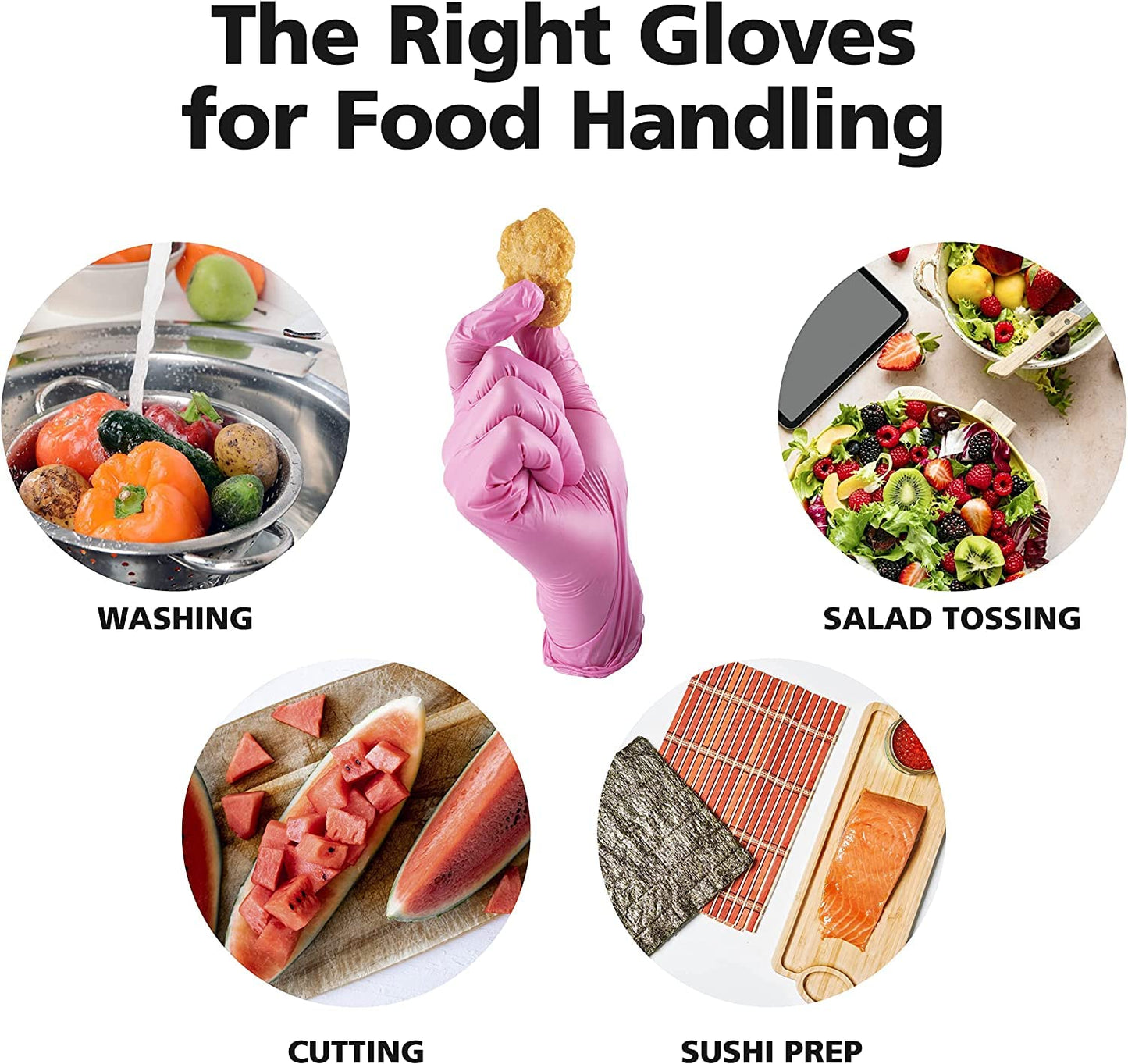 Disposable Gloves for Women, Pink Vinyl Gloves Disposable Latex Free for Cooking, Food Prep, Cleaning, Hair Dye, Tattoo, Medium Duty, Touch Screen, Small, 100 Pack