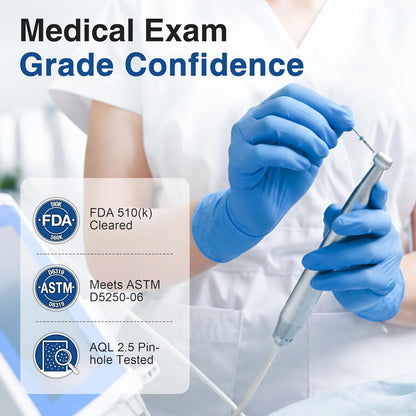 Vinyl Synthetic Exam Gloves, 4 Mil, Latex Free Disposable Gloves for Medical, Cooking, Cleaning, and Food Prep