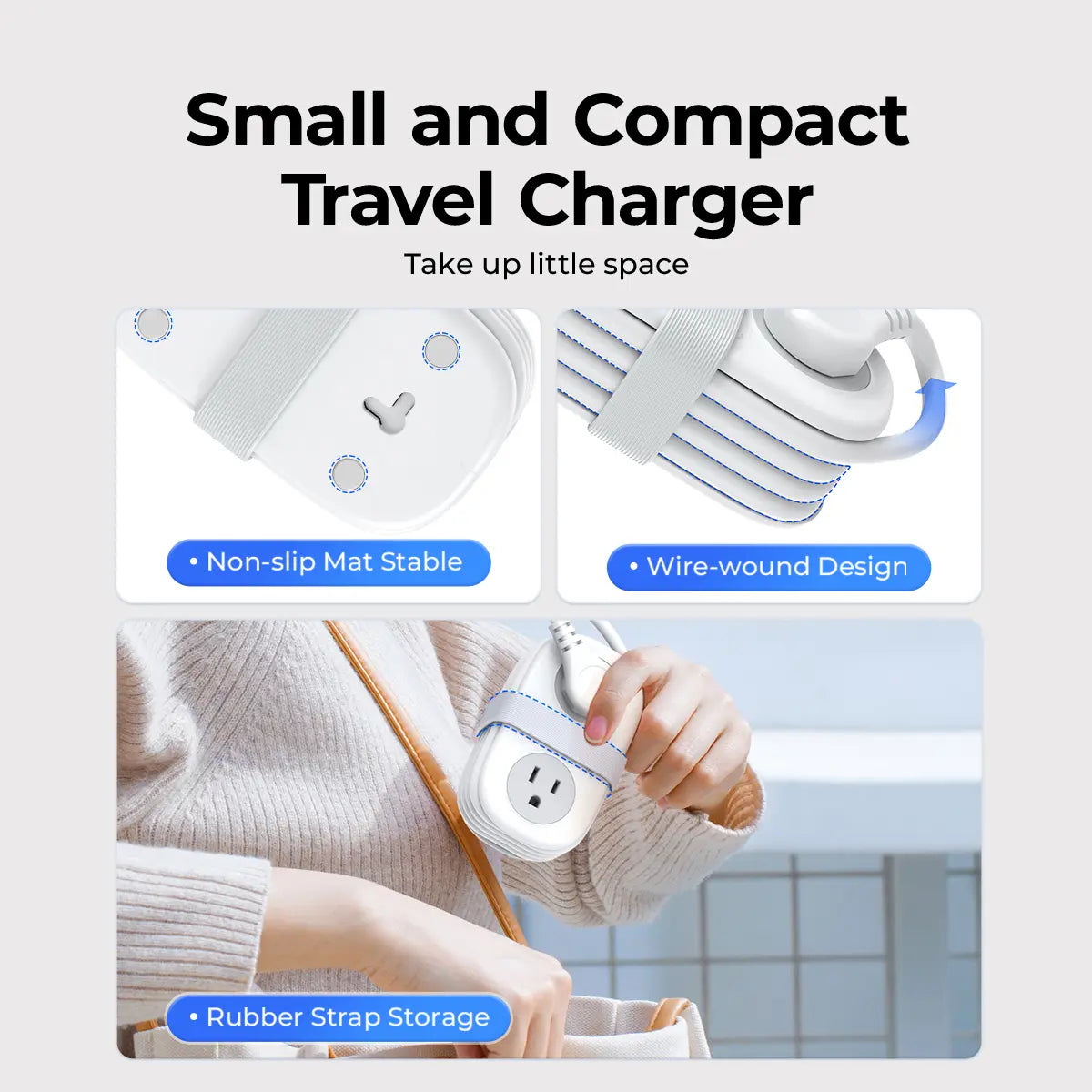 ORICO Multi-Power Travel Power Strip, 15W/20W/65W/100W Output, 2-4 AC Outlets & 3-4 USB Ports with 4FT Short Cord, Compact Cruise-Approved Charging Station for Travel, Hotel & Dorm