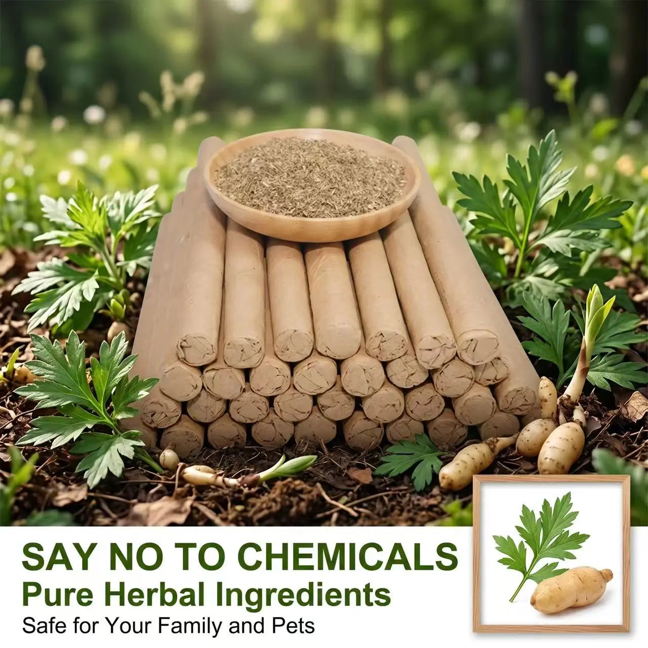 [Natural Defense] 10/20/30-Pack Organic Mugwort & Gastrodia Aromatherapy Sticks - Non-Toxic Mosquito Repellent & Sleep Aid