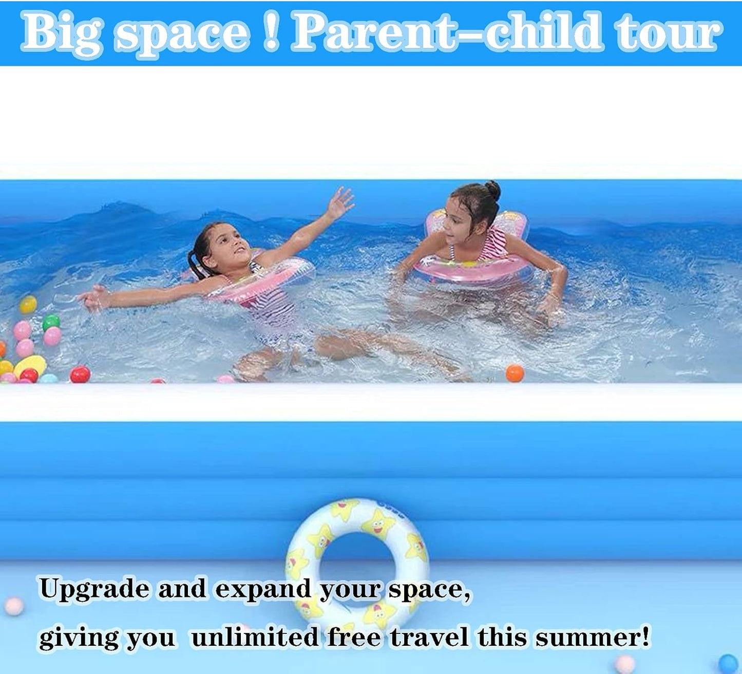 10Ft Kiddie Pool Inflatable Swimming Pool above Ground Pool with Pump 120"X72"X22" Full-Sized Large Inflatable Big Pool - Baby Pool Kiddie Pool Kids Pool Toys Swimming Pool for Kid