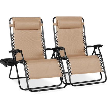 Best Choice Products Set of 2 Extra Wide Zero Gravity Lounge Chair Recliners W/ Cup Holder