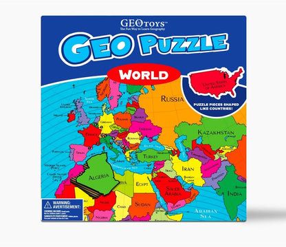 Geopuzzle, World Jigsaw Puzzles, 68 Pc Geography Game & Map Puzzle, Educational Games & Kids Learning Activities, Puzzle Gifts for Children Ages 6-9, Fun Learning Toys for Kids