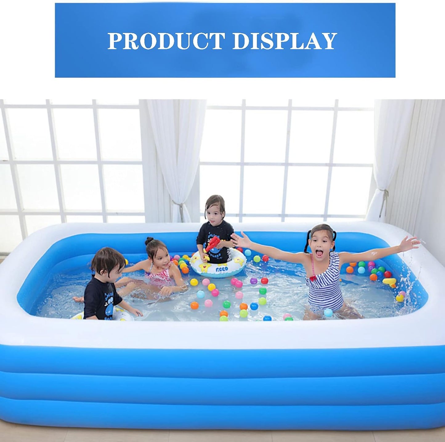 10Ft Kiddie Pool Inflatable Swimming Pool above Ground Pool with Pump 120"X72"X22" Full-Sized Large Inflatable Big Pool - Baby Pool Kiddie Pool Kids Pool Toys Swimming Pool for Kid