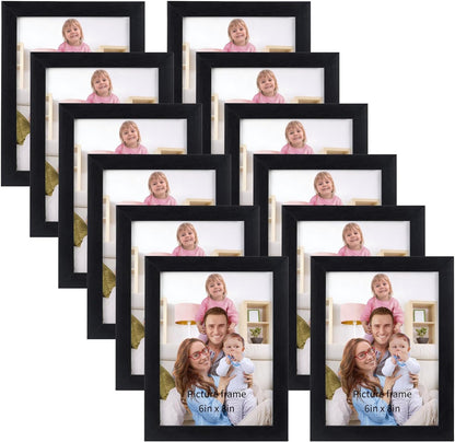 6X8 Picture Frame Black 6 X 8 Photo Frames Bulk for Wall or Tabletop Display, 12 Pack