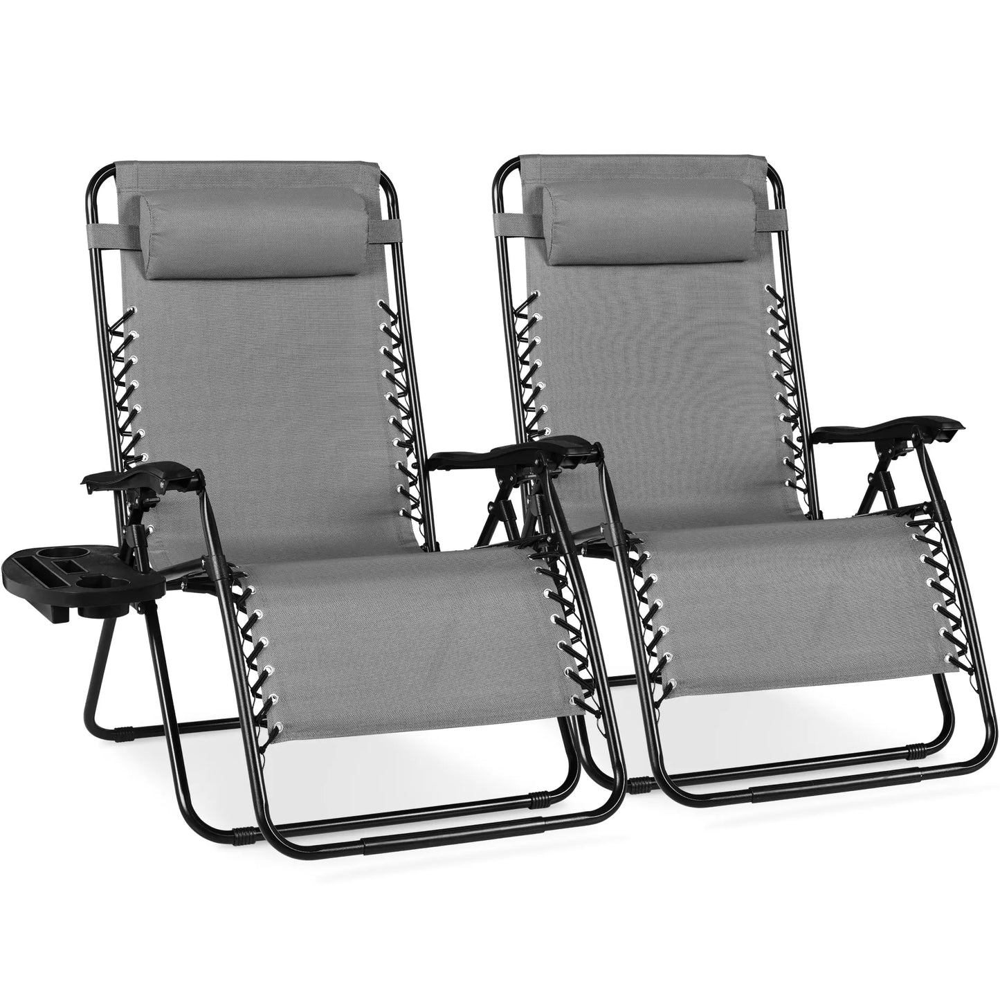 Best Choice Products Set of 2 Extra Wide Zero Gravity Lounge Chair Recliners W/ Cup Holder