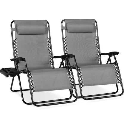 Best Choice Products Set of 2 Extra Wide Zero Gravity Lounge Chair Recliners W/ Cup Holder