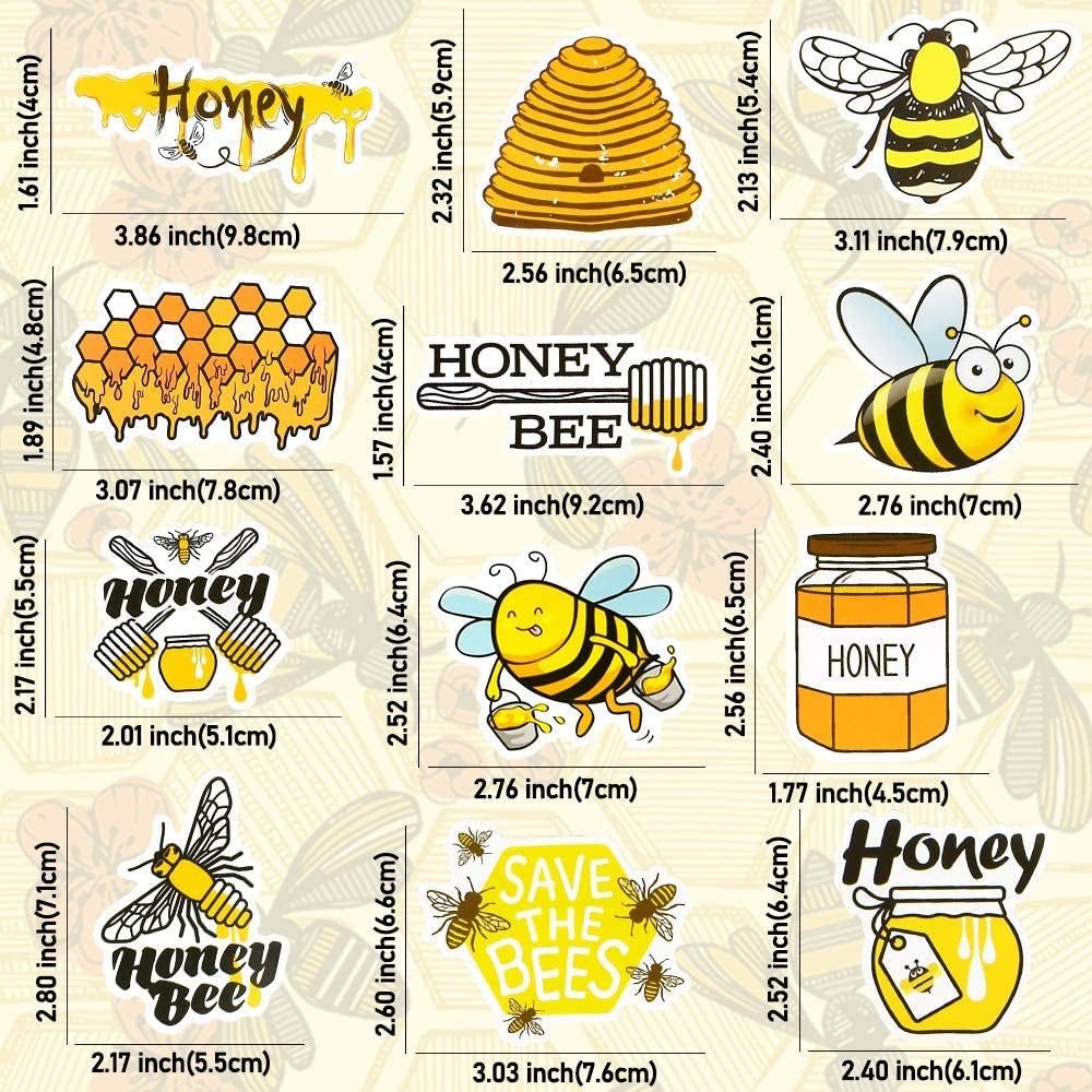 Stickers for Kids Bee Stickers Laptop Stickers for Teens Girls Boys Honey Bee Stickers for Water Bottle Waterproof Stickers Cute Stickers 50Pcs