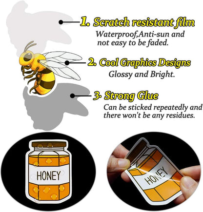 Stickers for Kids Bee Stickers Laptop Stickers for Teens Girls Boys Honey Bee Stickers for Water Bottle Waterproof Stickers Cute Stickers 50Pcs