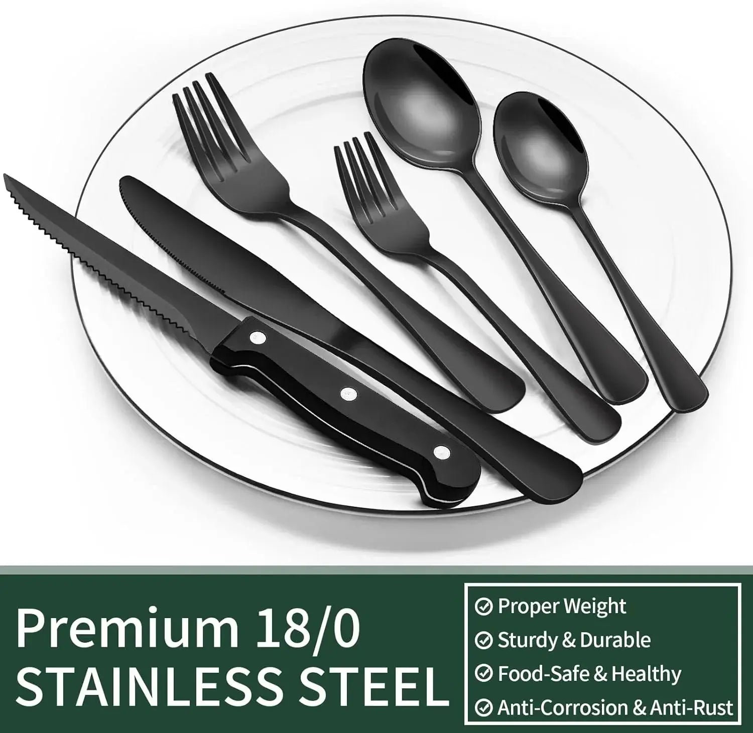 Besteck-Set Schwarz 24-Teilig – Mattes Edelstahl Für 4 Personen