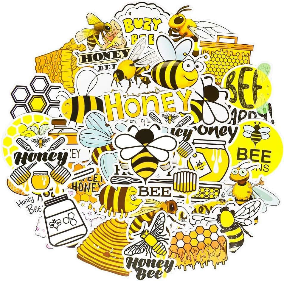 Stickers for Kids Bee Stickers Laptop Stickers for Teens Girls Boys Honey Bee Stickers for Water Bottle Waterproof Stickers Cute Stickers 50Pcs