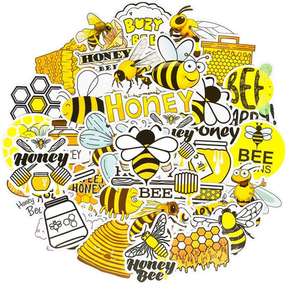 Stickers for Kids Bee Stickers Laptop Stickers for Teens Girls Boys Honey Bee Stickers for Water Bottle Waterproof Stickers Cute Stickers 50Pcs