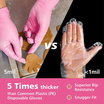Disposable Gloves for Women, Pink Vinyl Gloves Disposable Latex Free for Cooking, Food Prep, Cleaning, Hair Dye, Tattoo, Medium Duty, Touch Screen, Small, 100 Pack