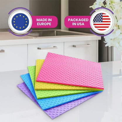 Swedish Dishcloths – Eco-Friendly Reusable Kitchen Towels – 10 Pack Cleaning Cloths for Dishes, Counters & Surfaces – Super Absorbent, Compostable, Zero-Waste Alternative