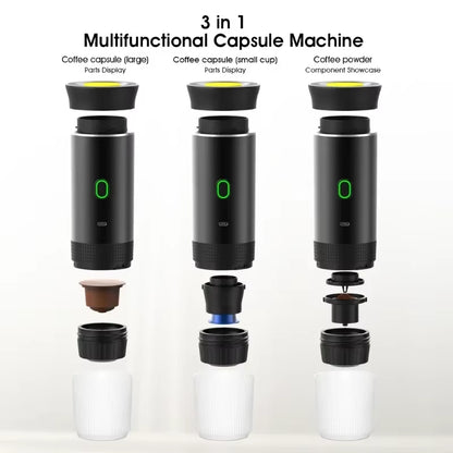 Coffee Machine Wireless Electric Coffee Machine Portable Espresso Coffee Machine Maker 3-In-1 Capsule Powder Travel Coffee Maker