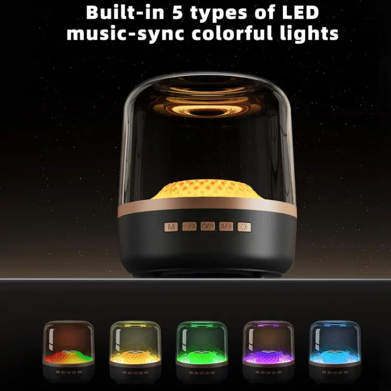Audio Portable Bluetooth Speaker, Wireless Glaze Bluetooth Audio - Type C Charging, TWS Stereo Sound, 5 RGB Lighting Modes, Long Battery Life, Ideal Festival Gift