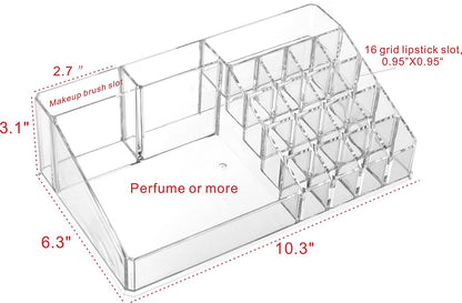Clear Makeup Organizer Skin Care Cosmetic Display Cases for Jewelry Hair Accessories Lip Gloss Perfum Tray Lipstick Brush Holder,Pack of 1
