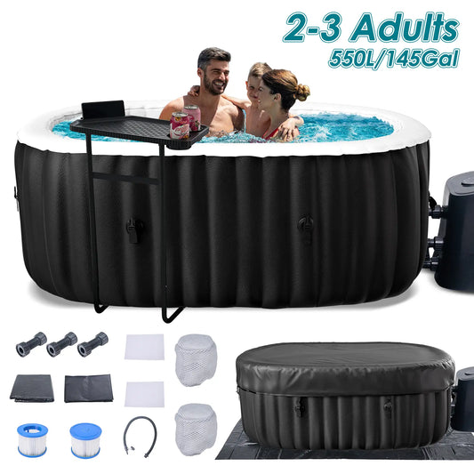 #Summervibes ABORON Inflatable Hot Tub, 73"X73"X25" Portable Blow up Hot Tub for 4-6 Person, Square Outdoor Spa with 130 Bubble Jets and Heater Pump, Filter Durable Inflatable Pool