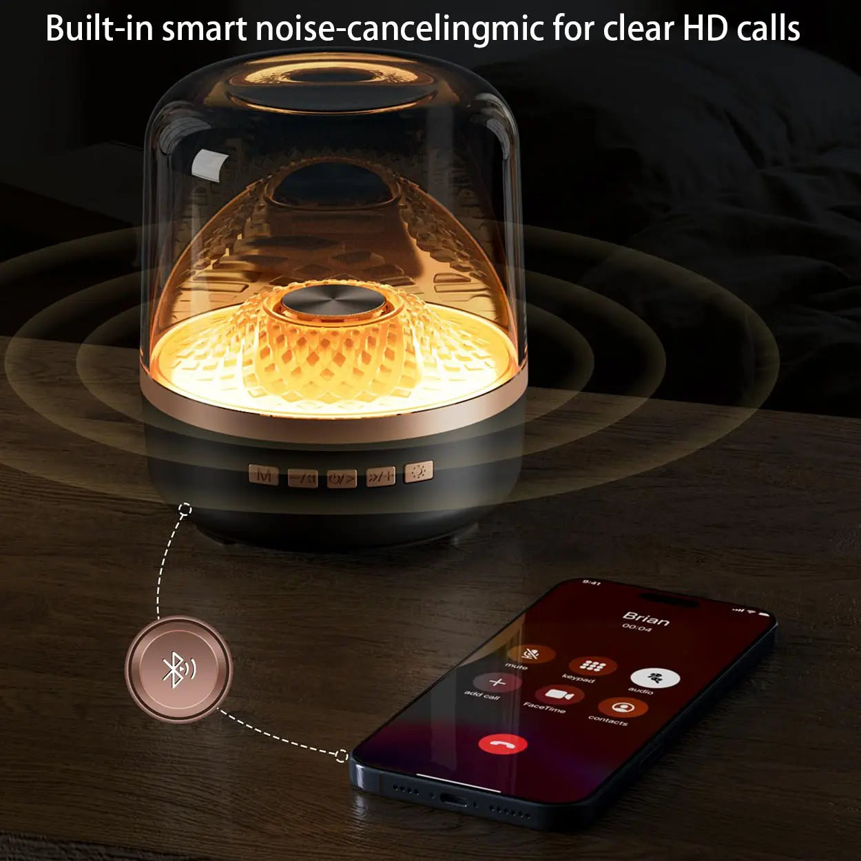 Audio Portable Bluetooth Speaker, Wireless Glaze Bluetooth Audio - Type C Charging, TWS Stereo Sound, 5 RGB Lighting Modes, Long Battery Life, Ideal Festival Gift